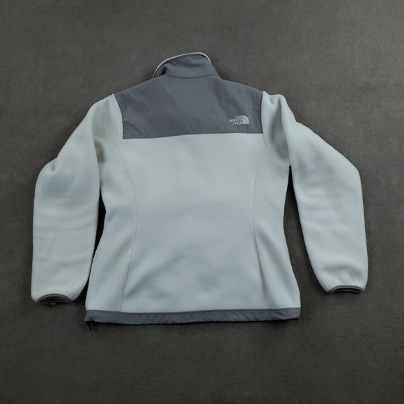 The North Face Denali Jacket Women Medium White Gray Fleece Full Zip Pockets - Picture 12 of 16